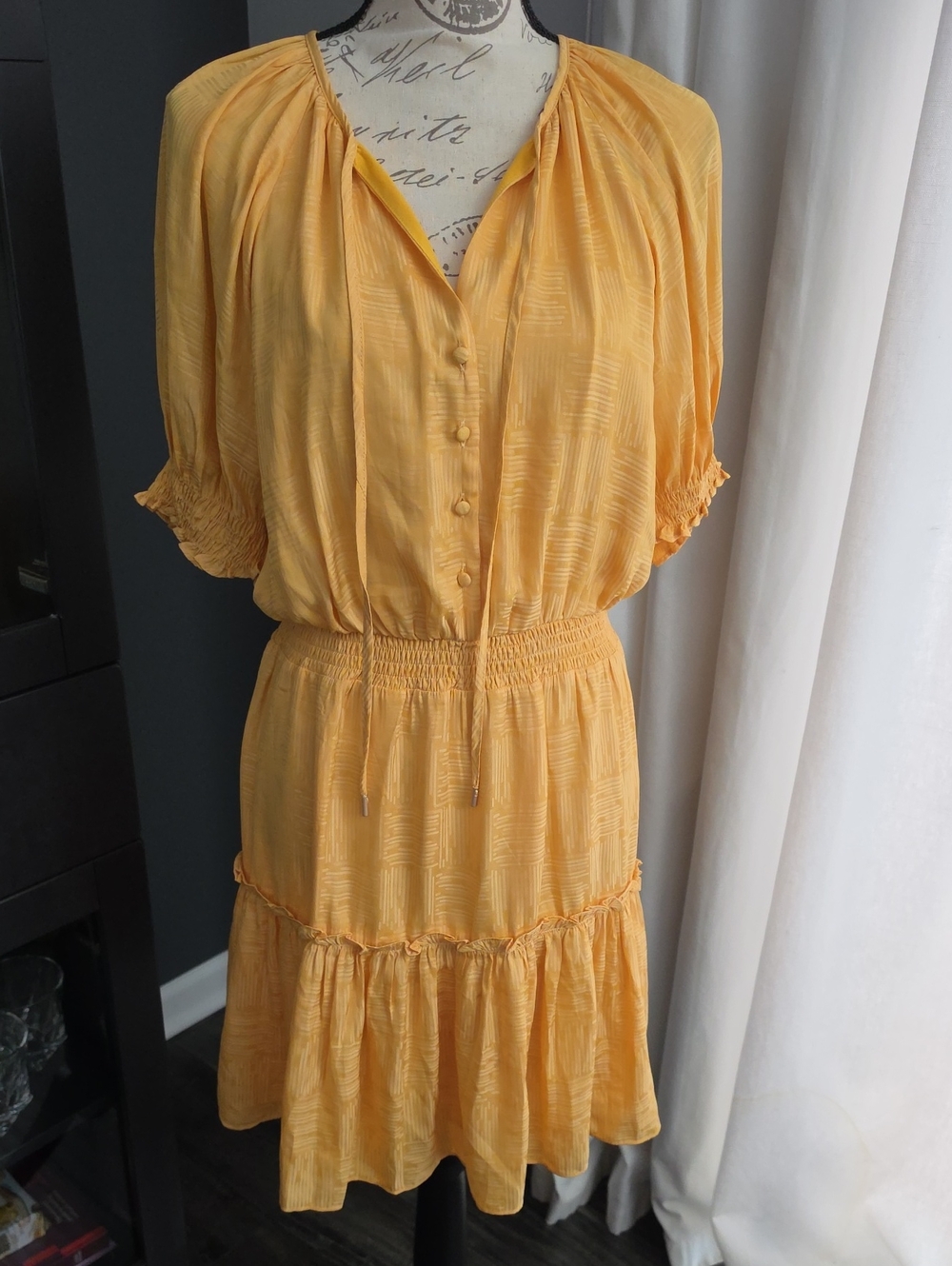 Skies Are Blue Sunny Yellow Button-Front Midi Dress